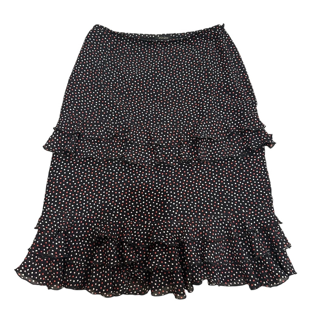 Y2K Escada for Neiman Marcus Skirt Ruffle Polkadot 100% Silk - Picture 1 of 4